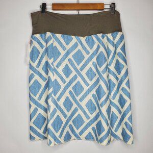 Van Ryzin Design Womens Pull On Yoga Waist Skirt Size L Blue Geometric Active
